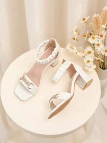 Fashionable Versatile Dancing Party High Heeled Sandals For Teenagers - White - View 2