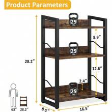 Book Shelf Small Bookshelf: 3-Tier Wood Bookcase Industrial Bookshelf With Edge Protection Metal Narrow Bookshelves Storage Organizer Display Rack For Bedroom Home Office (Rustic Brown)