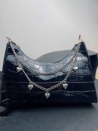 1条双层包链肩带，蝴蝶/心形/星形钥匙扣吊坠装饰，单肩包链肩带，包包配件，女士礼物，金属链条包吊坠，服装/行李配件