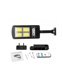 LED Solar Street Light, Outdoor Motion Sensor Solar Wall Light With Remote Control, Flood Light Lamps For Street Pathway, Garden, Yard And Steps - Black - View 9