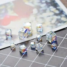 50pcs 6mm Of Austrian Glass Crystal Charms Cubic Sugar Color White Transparent Beads Charms For DIY Handmade Necklace Bracelet Jewelry Accessories Material