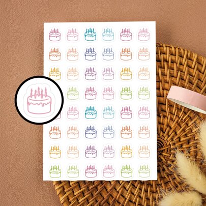 2 PIEZAS Pegatinas de planificador de mini pastel de cumpleaños, pegatinas de planificador de feliz cumpleaños, decoración de iconos funcionales, pegatinas de pastel de cumpleaños para fiesta de cumpleaños, regalo de cumpleaños, 5.9*7.9 pulgadas, artículos escolares, regreso a clases papelería manualidades libro de sticker estikers