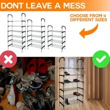 6-Tier Shoe Rack Stand Heavy Duty Sturdy Storage Lightweight Compact Space Saving, Easy To Assemble -Shoe Storage Display Unit, Ideal For Hallway, Bedrooms, Shops, Etc - Black - View 6