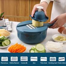 Multi-Functional Vegetable Chopper - 10-In-1 Manual Slicer, Shredder, And Grater For Carrots, Potatoes, Radishes, And More - Perfect For Home And Commercial Kitchens - Multicolor - View 3