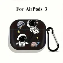 1pc Space Theme TPU Protective Case Compatible With Airpods 4th Gen 1/2/3/Pro/Pro2 - Shock-Proof AirPods Wireless Earphone Protective Cover With Astronaut And Planet Design (Comes With Carabiners)