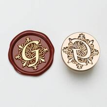 1 Stück 25mm Iris Buchstabenserie Feuerlack Siegelkopf, 26 englische Buchstaben Messing Kupfer Kopf Wachssiegel Stempel, Retro Handwerks Siegelkopf, geeignet für Kartenkuverts, Hochzeitseinladungen, Geschenkverpackung - 25MM - Übersicht 16