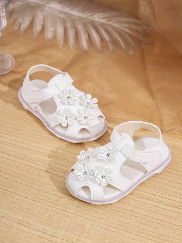Baby & Toddler Girls' Sweet And Cute Sandals With Flower Embellishment, Suitable For Indoor And Outdoor In Summer