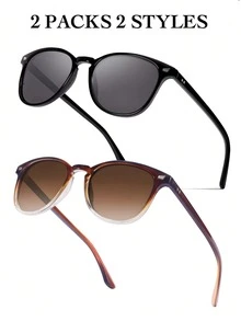 2 paires de lunettes de soleil classiques pour femmes, lunettes de soleil polarisées avec protection UV400