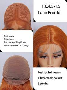 Perruque lace front synthétique avec vagues de corps, préplucked 13X4.5X1.5 sans colle, prêt à porter. Perruque lace front pour femmes.