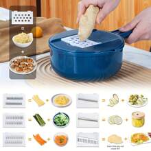 Multi-Functional Vegetable Chopper - 10-In-1 Manual Slicer, Shredder, And Grater For Carrots, Potatoes, Radishes, And More - Perfect For Home And Commercial Kitchens - Multicolor - View 8