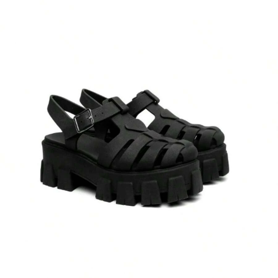 Women's Fisheman Tractor Spider Sandal High Open Closure - 黑色 - 查看 1