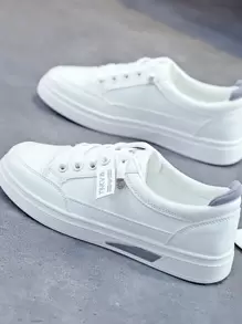 Zapatos deportivos casuales para mujer, zapatillas planas, zapatos deportivos para correr en carretera - blanco gris - Ver 6