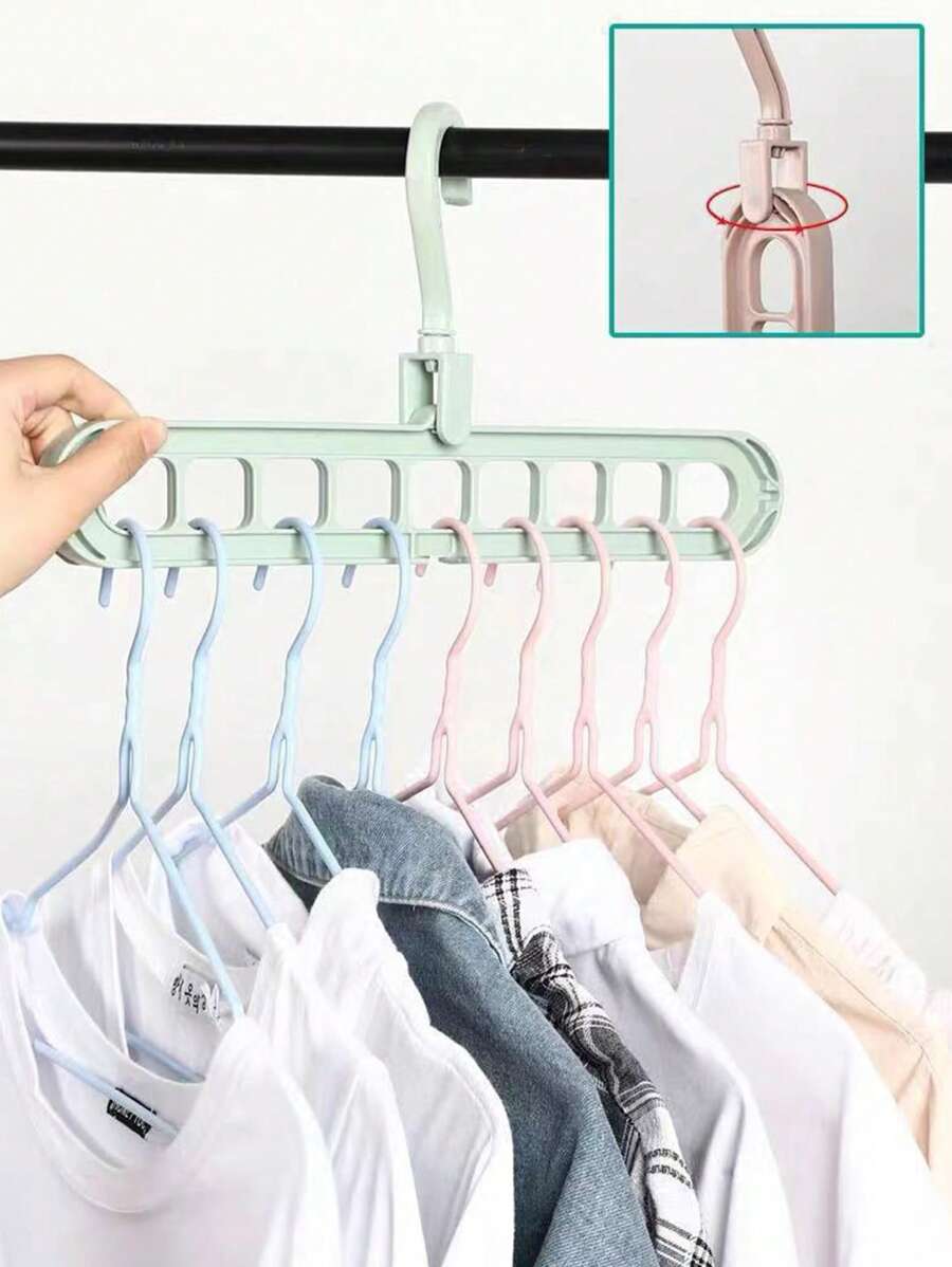 Support multifonctionnel antidérapant, rotatif, économiseur d'espace pour armoire, organisateur de placard ménager pour vêtements secs et humides, ressort, minimaliste, hauts d'été - Noir - Voir 1