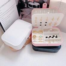 1 pieza Caja de joyería portátil de doble capa, organizador de joyas de viaje mini para aretes, anillos, collares, pulseras, almacenamiento multiusos, regalo del Día de San Valentín para joyas de mujer, para anillos, para collares, para pulseras, accesorio de joyería, bolsa de almacenaje de joyas, regalo de cumpleaños para mamá