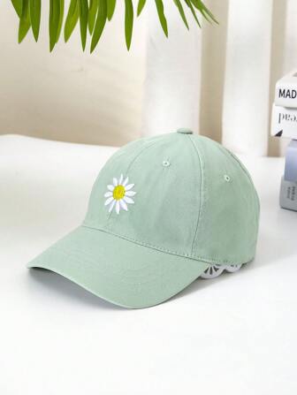 1pc 3-12 Years Kids Baseball Cap, Spring Autumn New Fashion Boys Girls Casual Sun Hat, Embroidered Floral Design, Versatile For Indoor And Outdoor Use