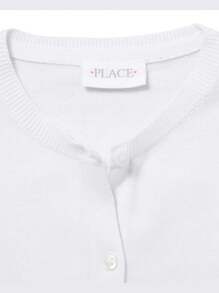 The Children's PLACE Girls Cardigan Button Front Long Sleeve School Uniform Basic - White - View 2