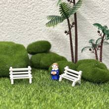 6 sztuk białych ławek parkowych Micro Landscape z unikalnym wzorem serca - urocze ozdoby dekoracyjne do Twojego miniaturowego ogrodu - Biały - Zobacz 4