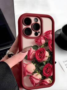 Capa de celular personalizada com estampa de rosas cor-de-rosa, em TPU macio, resistente a quedas, antiderrapante e com absorção de impacto, compatível com Samsung 16, 16 Plus, 16 Pro e 16 Pro Max (1 unidade). - Multicolorido - Ver 4