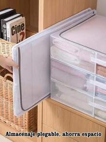 1 pieza: Caja de almacenamiento contemporánea impermeable de PVC con diseño rectangular y marco de acero, ideal para edredones, zapatos y almacenamiento bajo cama - transparente - Ver 6