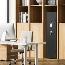 LILIIN Gun Cabinet For 3-5 Rifles Cabinet Long Gun Cabinets With Electronic Lock And Fingerprints Adjustable Gun Safe For Long Guns Pistols - 黑色 - 查看 3