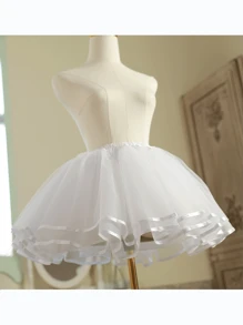 1pc Polyester Mini Lolita Petticoat Skirt, 35cm, Daily Soft Mesh 3-Layers Underskirt, Suitable For All Seasons
