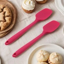2pcs Set Baking Tools, Integrated Rubber Spatula & Icing Scraper, Silicone Cake Cream Smoother - Multicolor - View 1