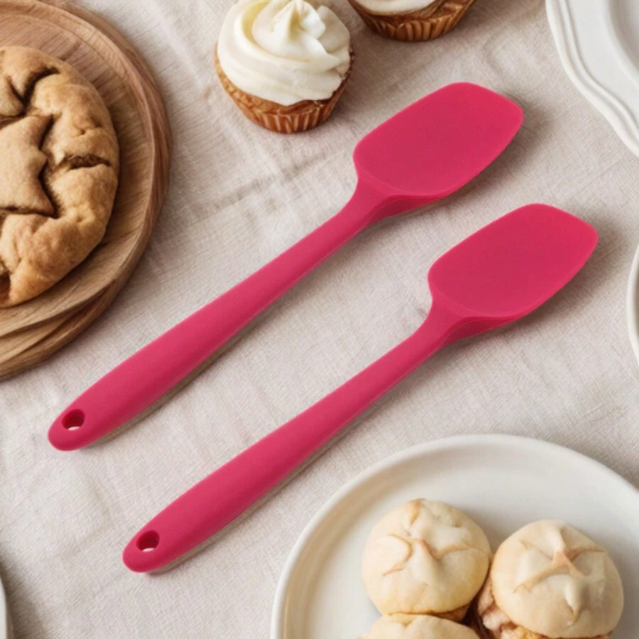 2pcs Set Baking Tools, Integrated Rubber Spatula & Icing Scraper, Silicone Cake Cream Smoother - Multicolor - View 1