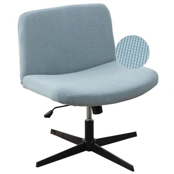 Armless Chair Cover Office Desk Chair Cover, Waterproof And Elastic Criss Cross Chair Cover, Exquisite Vanity Chair Cover, Mid Back Wide Seat Accent Chair Covers(Cream,T-Type)