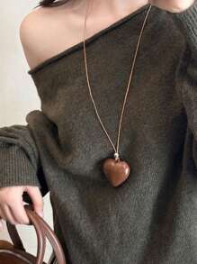 Collar con colgante de corazón rojo y cordón de cera, con corazones negros y marrones, accesorio de moda, regalo para el Día de San Valentín