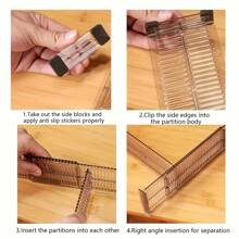 2pcs Drawer Storage Divider, Plastic Transparent Drawer Divider, Freely Combined Horizontally & Vertically For Organization, Drawer Compartment Divider, For Underwear Sock Storage Organization Valentine's Day - Multicolor - View 9