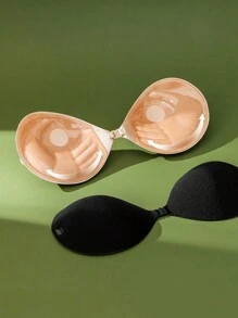 1pc Women's Adhesive Bra, Self-Adhesive Backless Nipple Cover Reusable Strapless Invisible Push-Up Bra Cover, Suitable For Daily Wear, Holiday Dresses, Wedding Dresses, Etc.