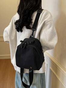 New Mini Backpack Women Simple Crossbody Shoulder Commuter Bag, Japanese Style Small Backpack, Portable Shell Backpack - Multicolor - View 6