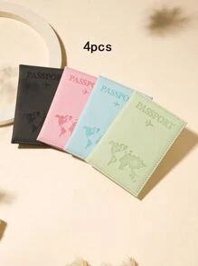 4 Pcs Travel Passport Holder Travel Document Storage Set Creative Passport Holder And Ticket Clip, Fashionable Passport Cover For Protecting During Holiday Travels Toiletry Bag Wash Bag Toiletry Travel Bag Makeup Storage Beach Beach Bag Vacation Holiday Essentials School Supplies Travel Essentials Ladies For College Dorm Bathroom Back To School Accessories - Multicolor - View 9