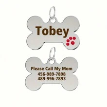 Customized Pet ID Tag With Engraving, Double-Sided Personalized Dog Name And Contact Info Label, Lovely Anti-Lost Dog Tag Cat Tag