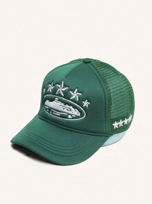 1 Stück Herren Outdoor Baseballcap mit fünfzackigem Stern Stickmuster und Netzstoff, verstellbarer Sonnenschutz Lässig Hut für Frühling Herbst Reisen Strand, Urlaub, Y2K Stil, geeignet als Valentinstagsgeschenk