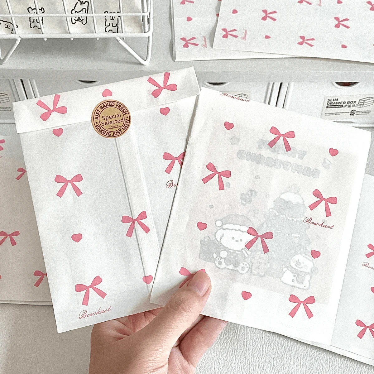 200个4.7x6.7英寸蝴蝶结礼品袋手提袋散装牛皮纸购物婚礼生日派对回礼品袋适用于Goody Craft