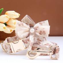 Collier et laisse en dentelle personnalisé pour chien, collier pour animal de compagnie réglable avec nom et numéro de contact personnalisés, convient pour les fêtes, les mariages et les petits, moyens et grands chiens