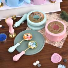 2 Pcs/Set Retro Sealing Wax Furnace Stove Pot Wood Handle Sealing Wax Spoon Wax Sealing Decorative For Candle Stamp Wax Stamp