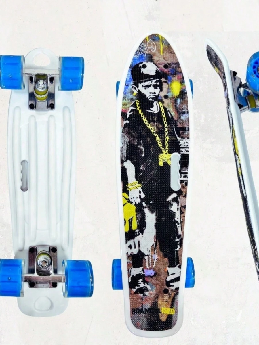 PENNY STYLE SKATEBOARD WITH LIGHT UP WHEELS - Grey - View 1