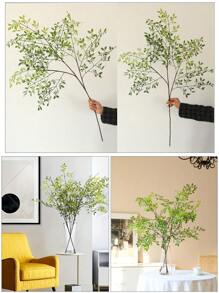 1pc,110CM Long Artificial Bamboo Leaves, Nandina Domestica, Fake Shrub Branches And Leaves Decorations, Safe Plastic Material Suitable For Home Indoor And Outdoor Decoration, Living Room, Bedroom, Desk, Office, Festival Celebration, Minimalist Garden Style Arrangement