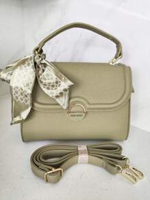 Women's Square Crossbody Shoulder Portable Crossbody Bag With Scarf - 綠色 - 查看 1