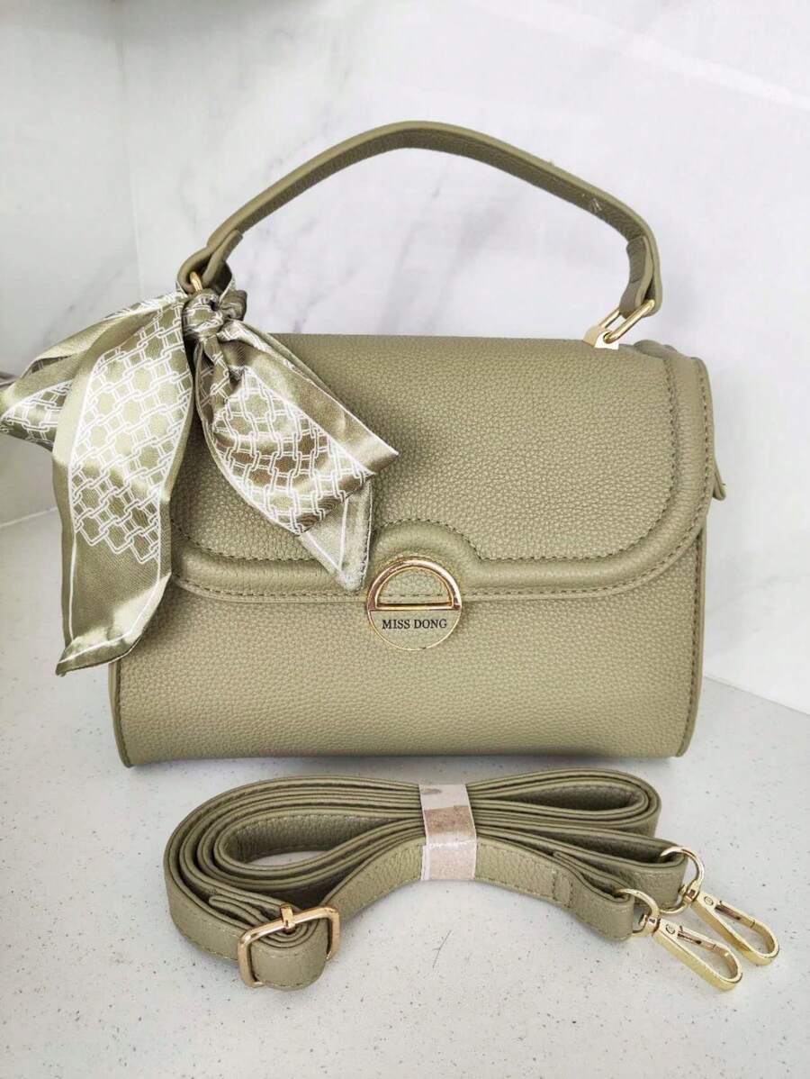 Women's Square Crossbody Shoulder Portable Crossbody Bag With Scarf - 綠色 - 查看 1