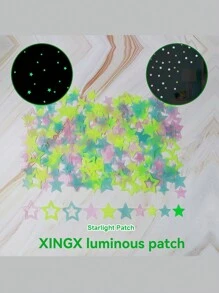 100 件夜光卡通贴纸、星形房间装饰、夜光贴纸、生动的 PVC 墙壁和窗户贴纸，适用于快乐家居装饰、伊斯兰风格墙贴、发光墙贴、发光、星星、月亮、流星、反光贴花、卧室开关装饰贴纸、房间装饰、秋季装饰、可移除贴纸、情人节派对装饰 - 彩色 - 查看 11