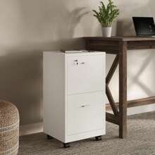 Lavish Home File Cabinet - 2-Drawer Cabinet With Lock And Deep Drawer Storage - Rolling Filing Cabinet For Under The Desk, Home, Or Office (White) - White - View 4