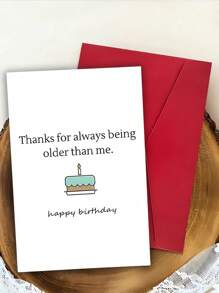 1pc Humorous Birthday Greeting Card With Envelope, Comical Older Than Me Message, High-Quality Paper Material, Versatile For Men, Women, Friends, Family - Ideal For Sibling, Parents & Best Friend Birthday Celebrations - Multicolor - View 5