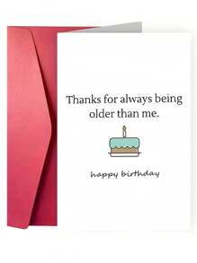 1pc Humorous Birthday Greeting Card With Envelope, Comical Older Than Me Message, High-Quality Paper Material, Versatile For Men, Women, Friends, Family - Ideal For Sibling, Parents & Best Friend Birthday Celebrations - Multicolor - View 2