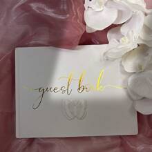 1 本优雅蝴蝶装饰留言簿，适用于婚礼和特殊活动 - 金箔封面，包括签名空间，活动纪念品