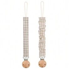 2 件/包带松紧带的奶嘴夹 | 婴儿奶嘴链夹 | 通用奶嘴夹，带山毛榉木扣，适用于婴儿出牙玩具牙胶 | 男孩女孩的理想婴儿礼物 - 彩色 - 查看 13