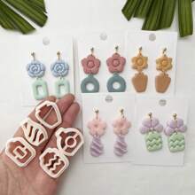 10pcs Flower Vase Shape Polymer Clay Cutter Set - DIY Earring And Jewelry Making Embossing Tool, Jewelry Making Kit - TH03 - View 10