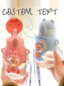 Taza portátil de alta belleza con tapa y pajita, personalizada, de plástico resistente a altas temperaturas, de gran capacidad, para estudiantes, ideal para el verano - multicolor - Ver 1